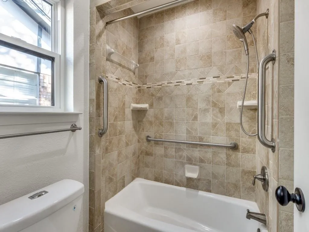 Tile Tub Surround with Grab Bars